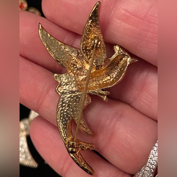 Lot of 10 various Brooches or Pendants jewelry crystal bird Duck bow bug - Picture 6 of 11